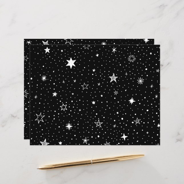 Estrelas Brancas Desenhadas À Mão Em Preto (Frente/Verso In Situ)