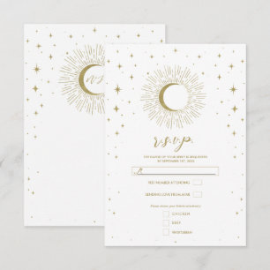 Estrelas Brancas e Douradas Sol Raiado Lua RSVP