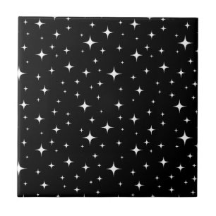 Estrelas brancas no céu negro Azulejo cerâmico