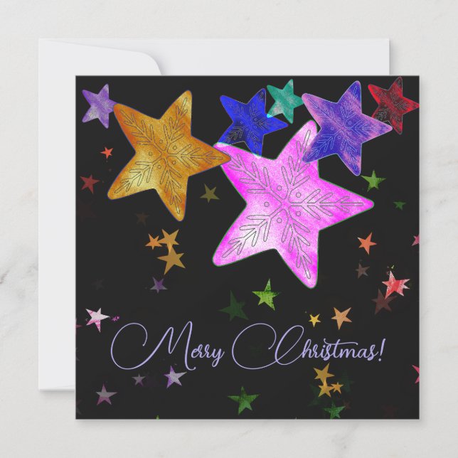 Estrelas brilhantes multicolores - Feliz Natal! (Frente)
