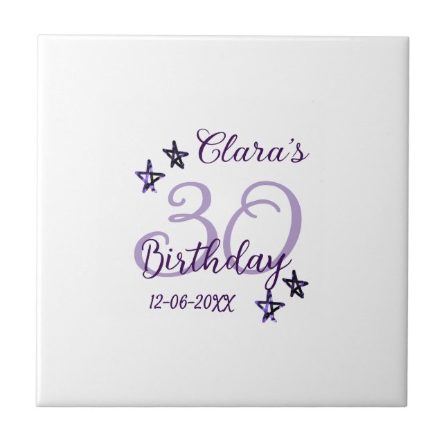 Estrelas brilhantes roxas retro moderno aniversári (Frente)