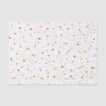 Estrelas cor-de-rosa e Douradas - Papel Tecidual C
