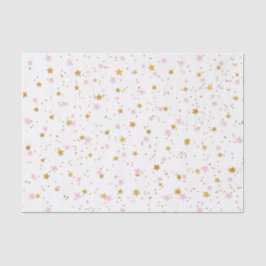 Estrelas cor-de-rosa e Douradas - Papel Tecidual C