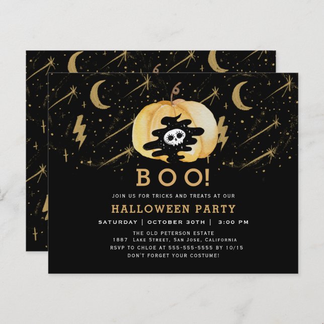 Estrelas de Abóbora do Halloween Preto do Orçament (Frente/Verso)