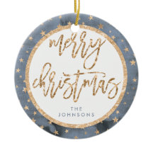 Estrelas de ouro Feliz Ornamento de Natal Cerâmica