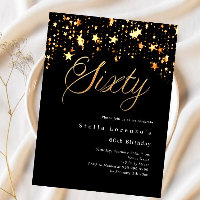 Estrelas de ouro negras orçam 60º convite para ani (Criador carregado)