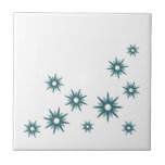 Estrelas de Turquesa Moderna do Século médio<br><div class="desc">Médio moderno do século com design de inspiração vintage retro turquoise starbursts em um design orgânico sobre fundo branco. Design simples e limpo moderno.</div>