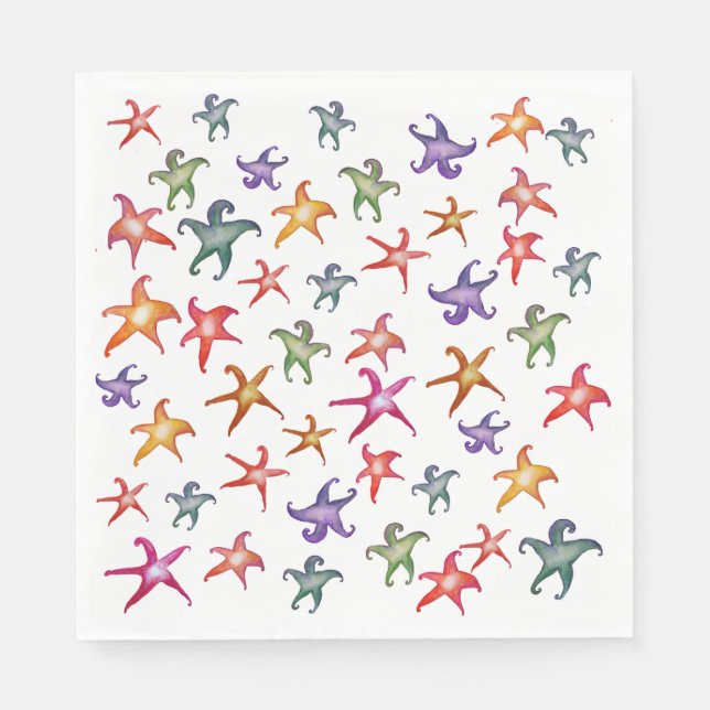 Estrelas-do-mar Coloridas, Guardanapos de Papel (Frente)