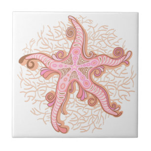 Estrelas-do-mar e Coral Padrão Pastel Rosa