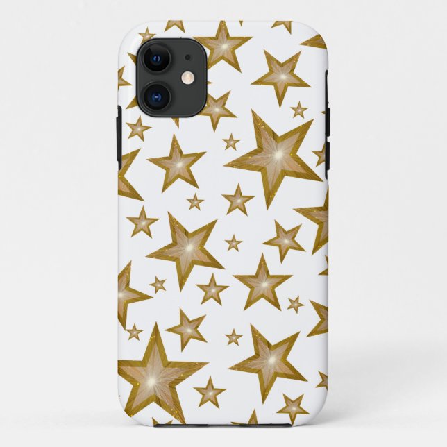 Estrelas "Douradas" capas de iphone brancas (Verso)