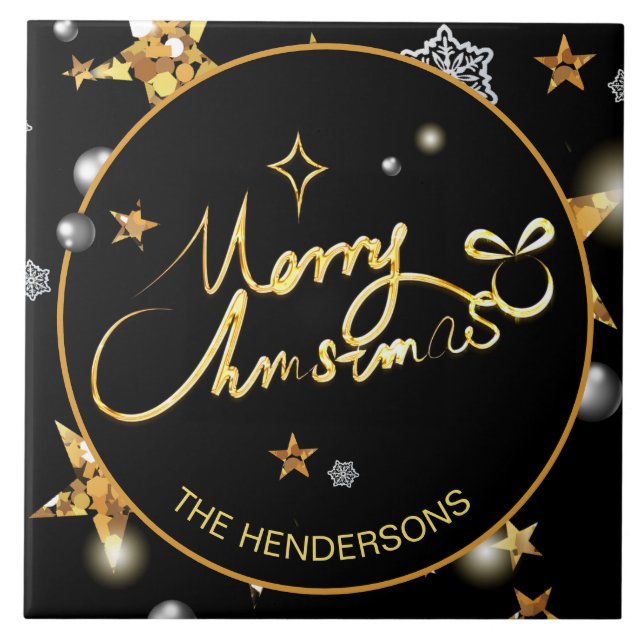 Estrelas Douradas de Metálico Preto do Luxo Person (Frente)