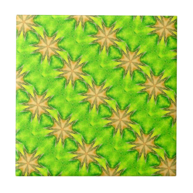 estrelas douradas em azulejo verde (Frente)