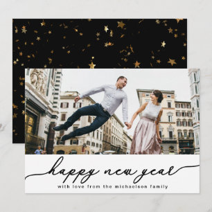 Estrelas Douradas Faux e Foto Confetti de Ano Novo