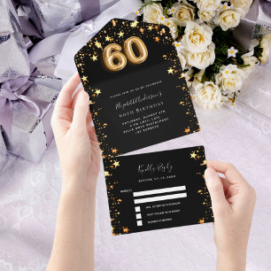 estrelas douradas pretas de 60 anos rsvp