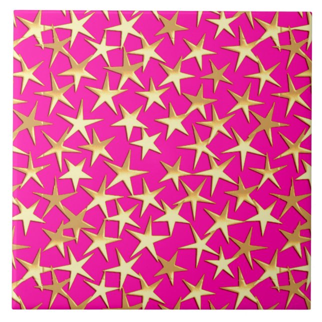 Estrelas Dourados no rosa fúcsia (Frente)