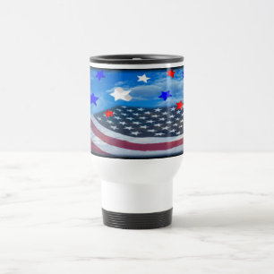 estrelas e caneca de viagem do branco da bandeira