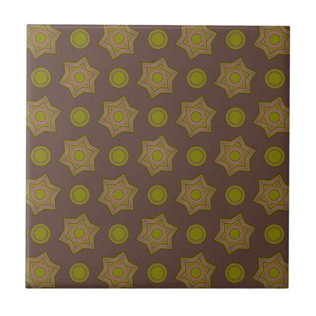 Estrelas e círculos em castanho e verde (Frente)