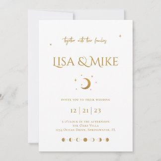 Estrelas e Lua - Convite Celestial Mínimo