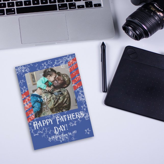 Estrelas e Stripes Cartão com fotos Dia de os pais (Criador carregado)