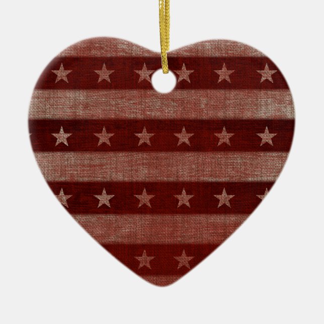 Estrelas e Stripes Enfeites de natal cerâmico card (Frente)