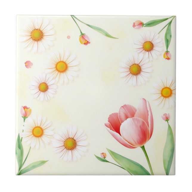 Estrelas e Tulipas de Pastel de Aquarelas (Frente)