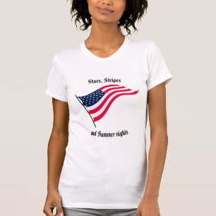 "Estrelas, Listras e Noites de Verão" Camiseta Fem