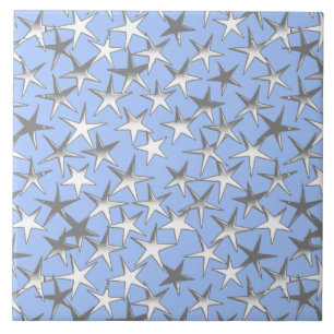 Estrelas prateadas, em azul pálido