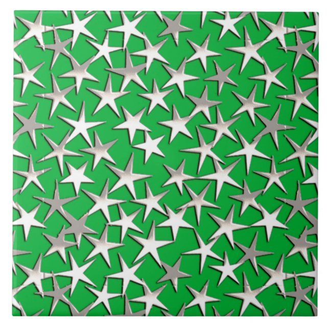Estrelas prateadas em verde esmeralda (Frente)