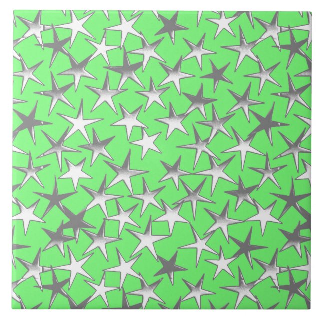 Estrelas prateadas, em verde lima (Frente)