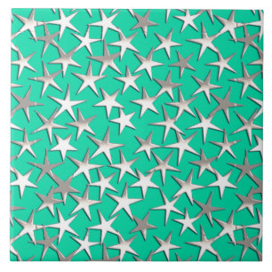 Estrelas prateadas na turquesa