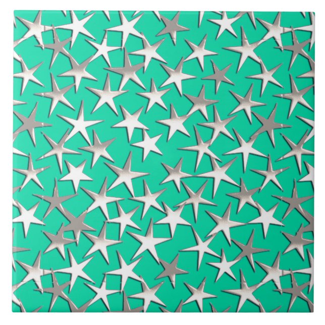 Estrelas prateadas na turquesa (Frente)
