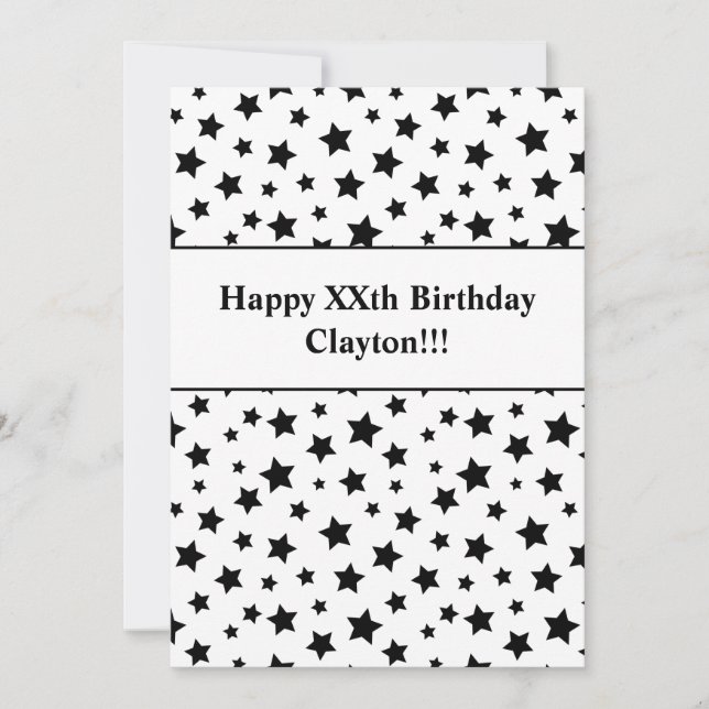 Estrelas Pretas com Convite de aniversário de Mens (Frente)