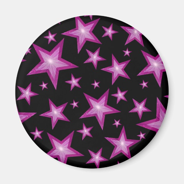 Estrelas Rosa imã de geladeira em preto (Frente)