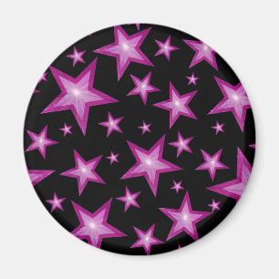 Estrelas Rosa imãs de geladeira em preto