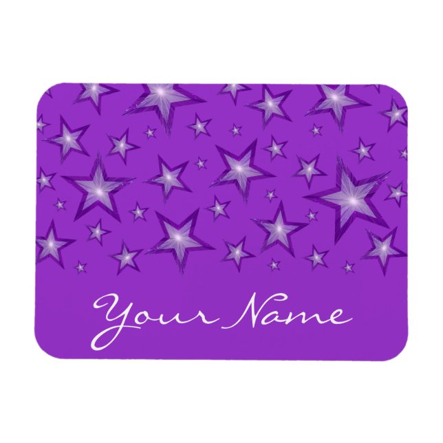 Estrelas Roxas 'Seu Nome' ímã flexível roxo (Horizontal)