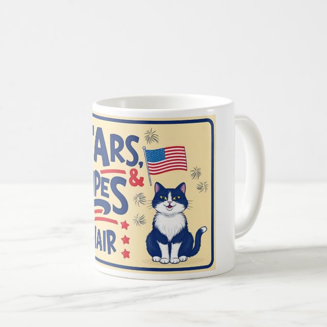 Estrelas, Stripes e Cabelos De Gato - Caneca De Ga (Frente Esquerda)