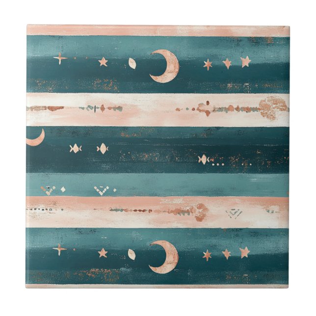 Estrelas Tribais Clay & Teal e Faixa da Lua (Frente)