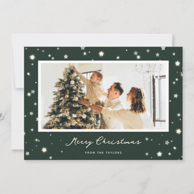 Estrelas Verdes Modernas Felizes Cartões com fotos (Frente)