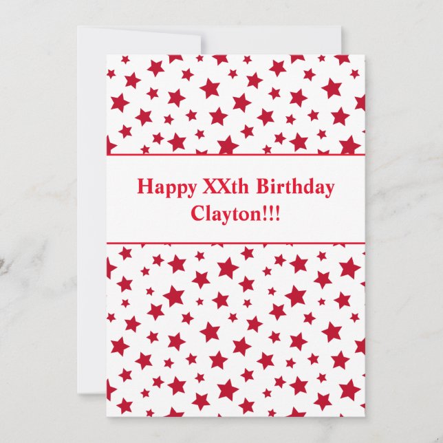 Estrelas Vermelhas com Convite de aniversário de M (Frente)
