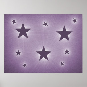 Estrelas Violetas no Poster do Céu Noturno