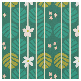 Estrias de verão retro tecido verde-escuro floral