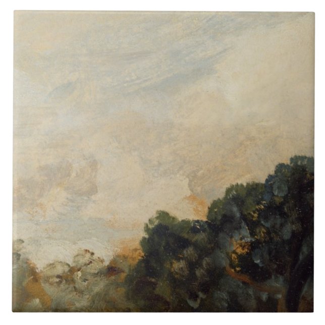 Estudo com árvores, 1821 da nuvem (o óleo no papel (Frente)