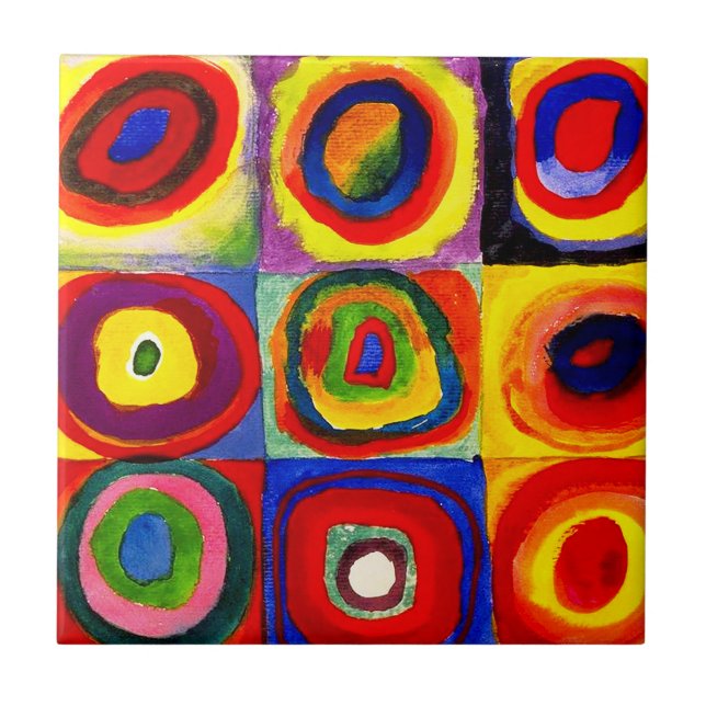 Estudo de cor de Kandinsky Quadrados Círculos Arte (Frente)
