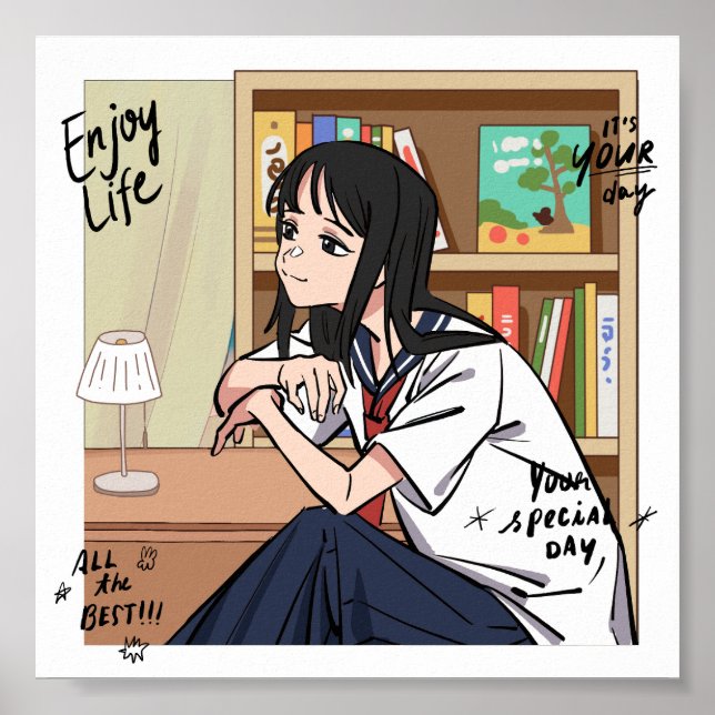 Estudo de rapariga bonita Poster de motivação - de (Frente)