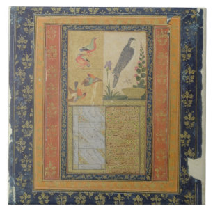 Estudo do pássaro e caligrafia, Golconda, Andhra