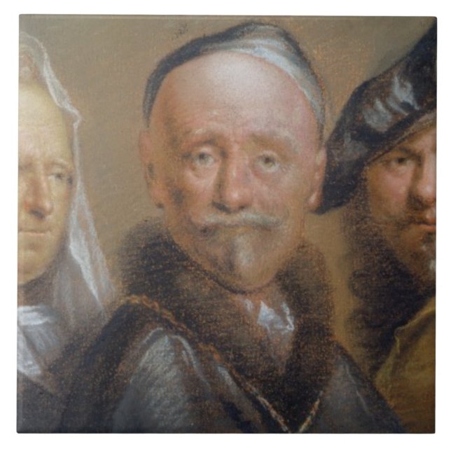 Estudos de cinco cabeças após Rembrandt (pastel em (Frente)