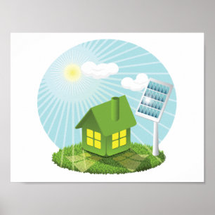 Estufa com o poster da energia solar
