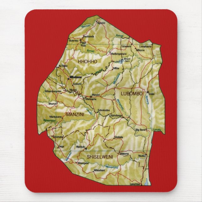 Eswatini Map Mousepad (Frente)