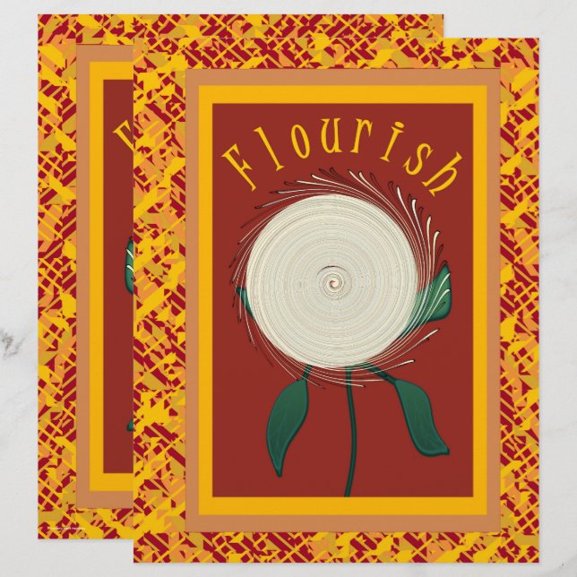 ET Flourish Flower Scrapbook Paper 2-Sided Page (Frente/Verso)