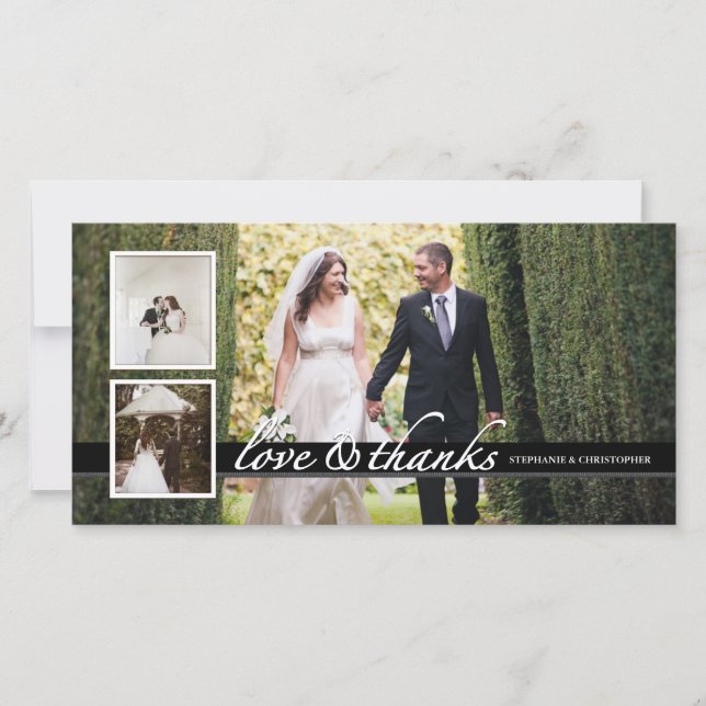 Eterno Chic Weding Obrigado Três Cartões com fotos (Frente)